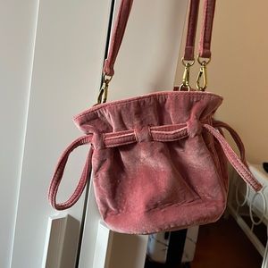 Madewell baby pink velvet drawstring purse